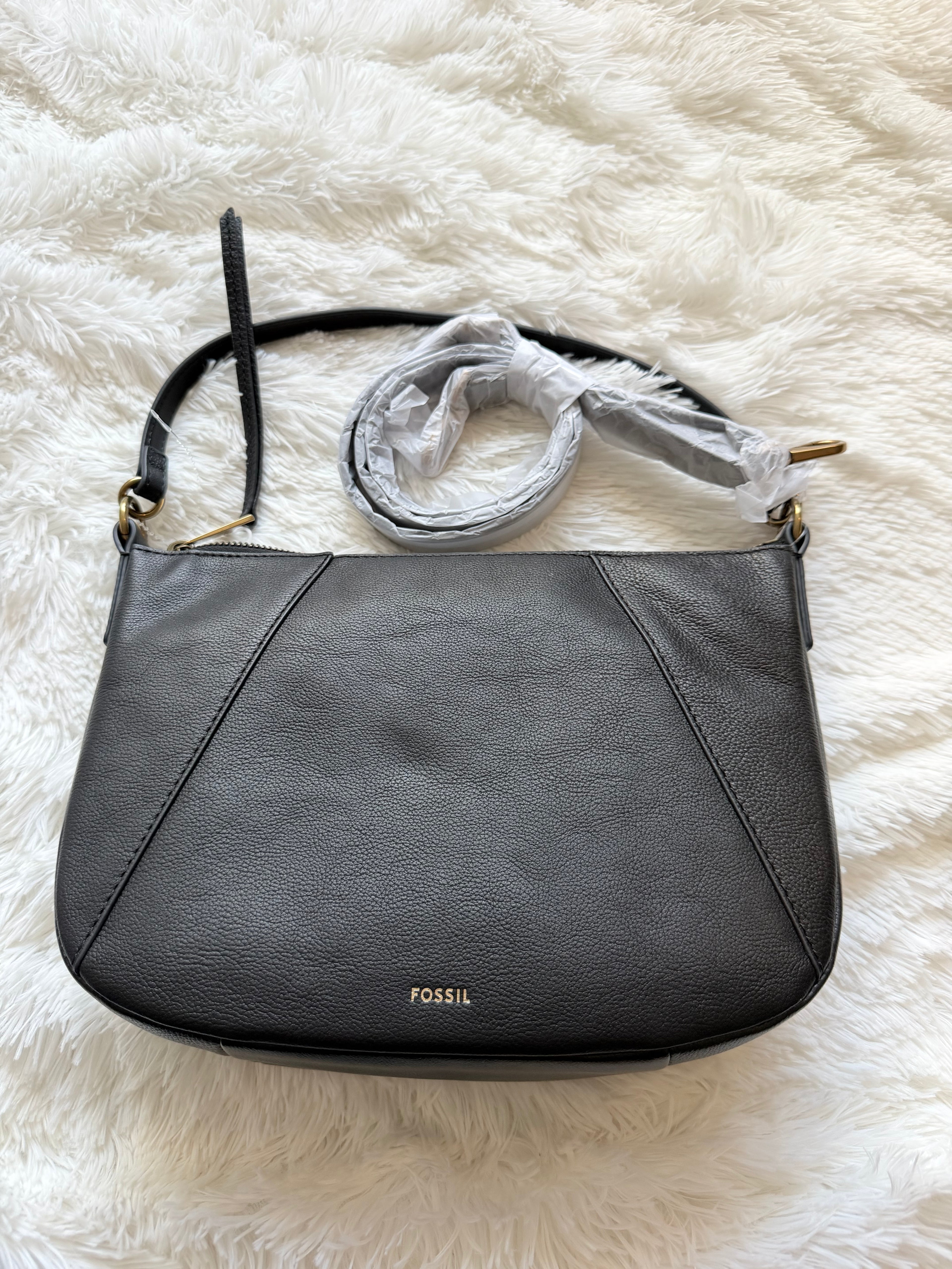 New Fossil Skylar Crossbody Bag Leather Black