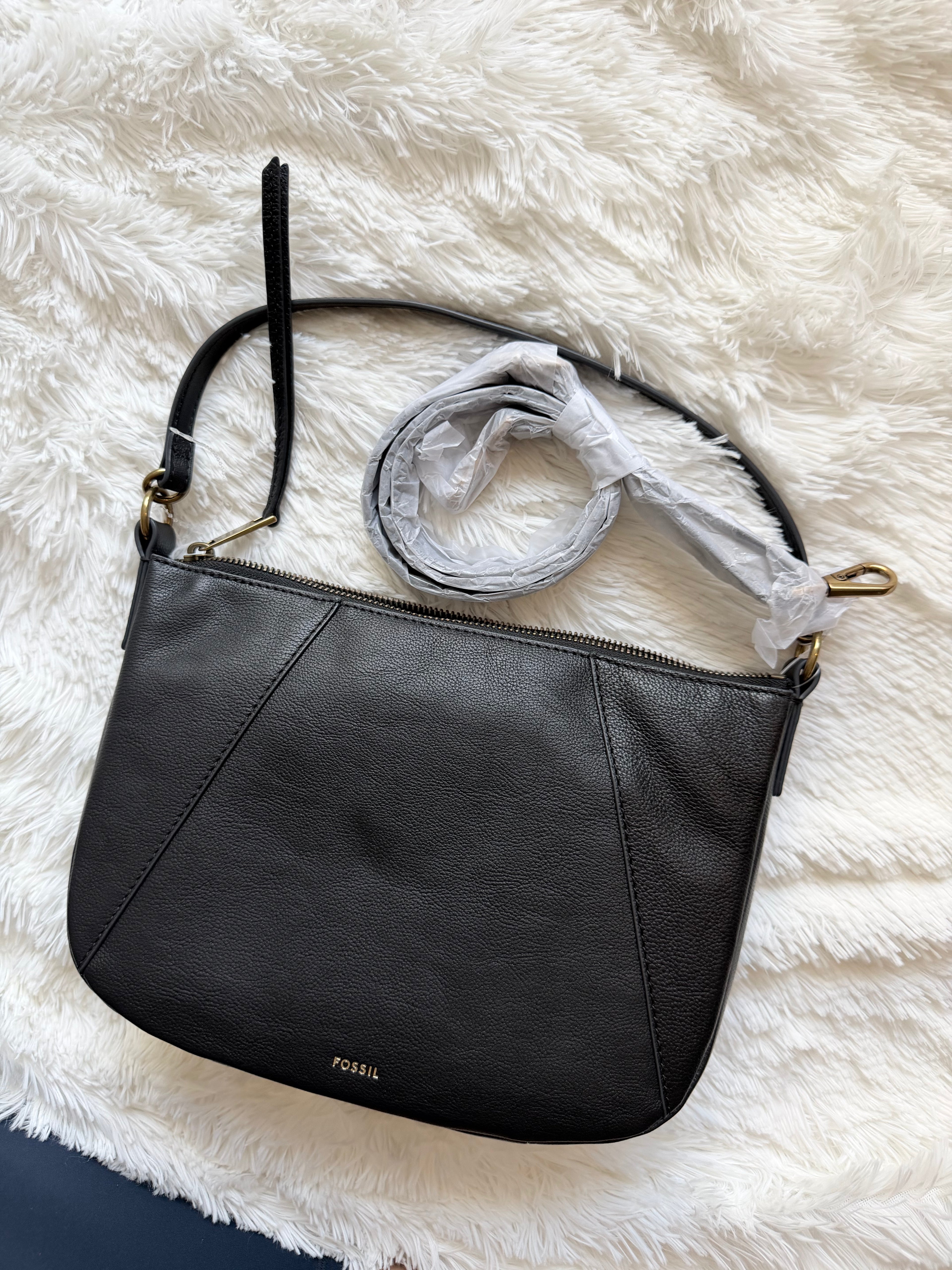 New Fossil Skylar Crossbody Bag Leather Black
