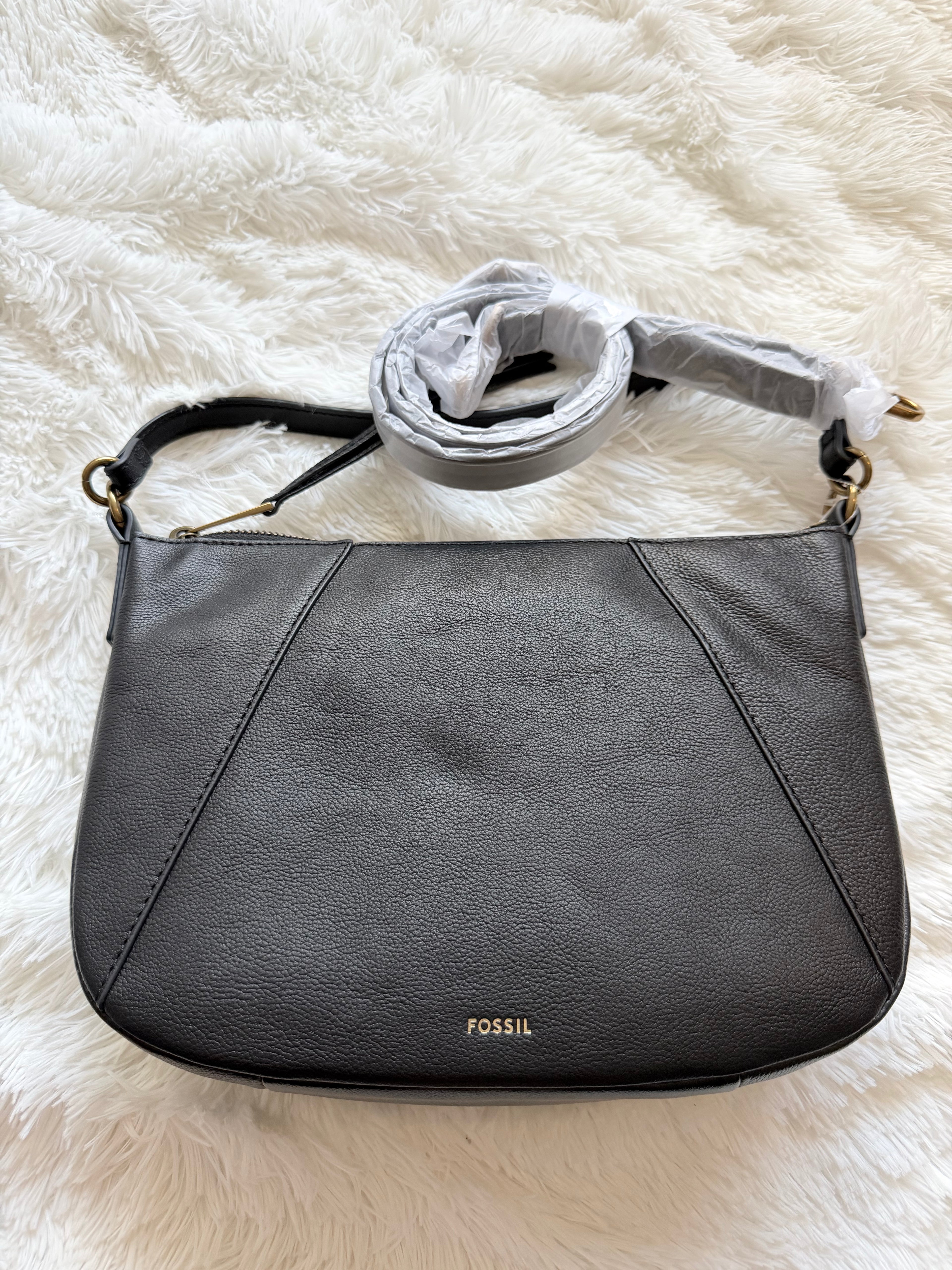 New Fossil Skylar Crossbody Bag Leather Black